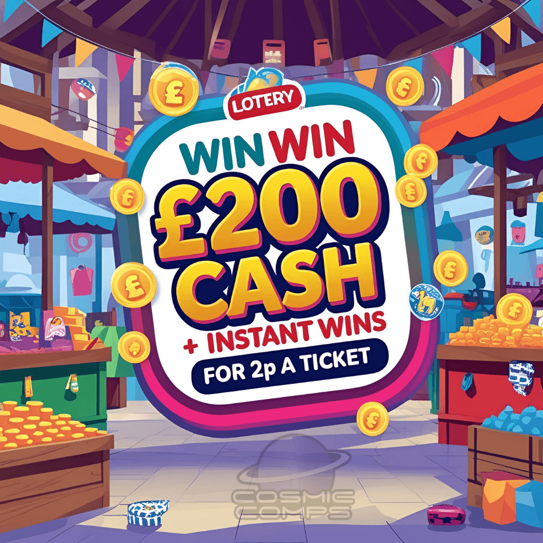 WIN £200 CASH + INSTANT WINS FOR ONLY 2P A TICKET