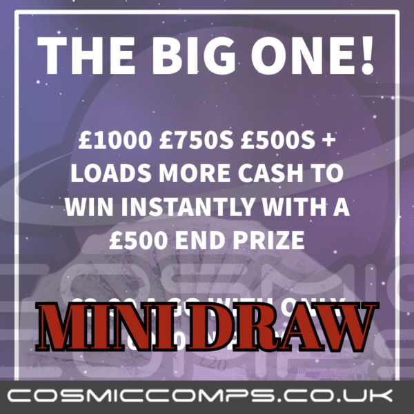 MINI DRAW 100 ENTRIES INTO THE BIG ONE £400 BUNDLE…